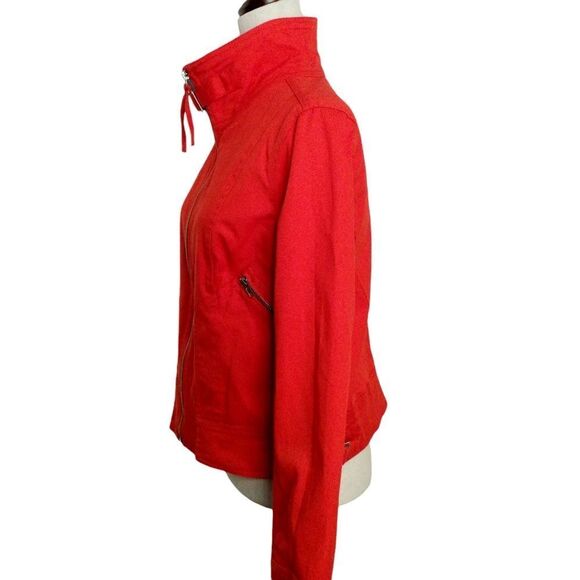 PATRICK CHRISTOPHER Cotton Jacket Orange Moto silver zipper pockets size Large - Picture 4 of 13